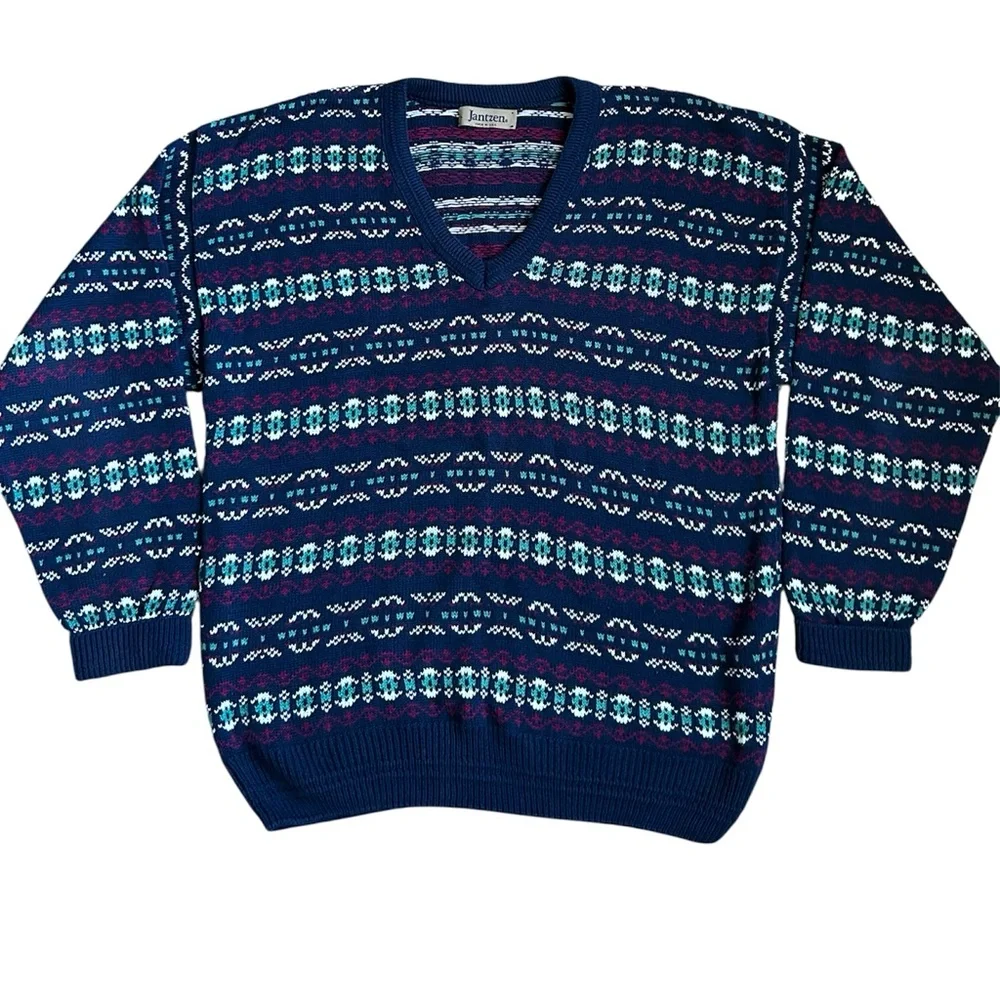 Jantzen vintage men’s v-neck sweater size large Made in the USA - Picture 1 of 6